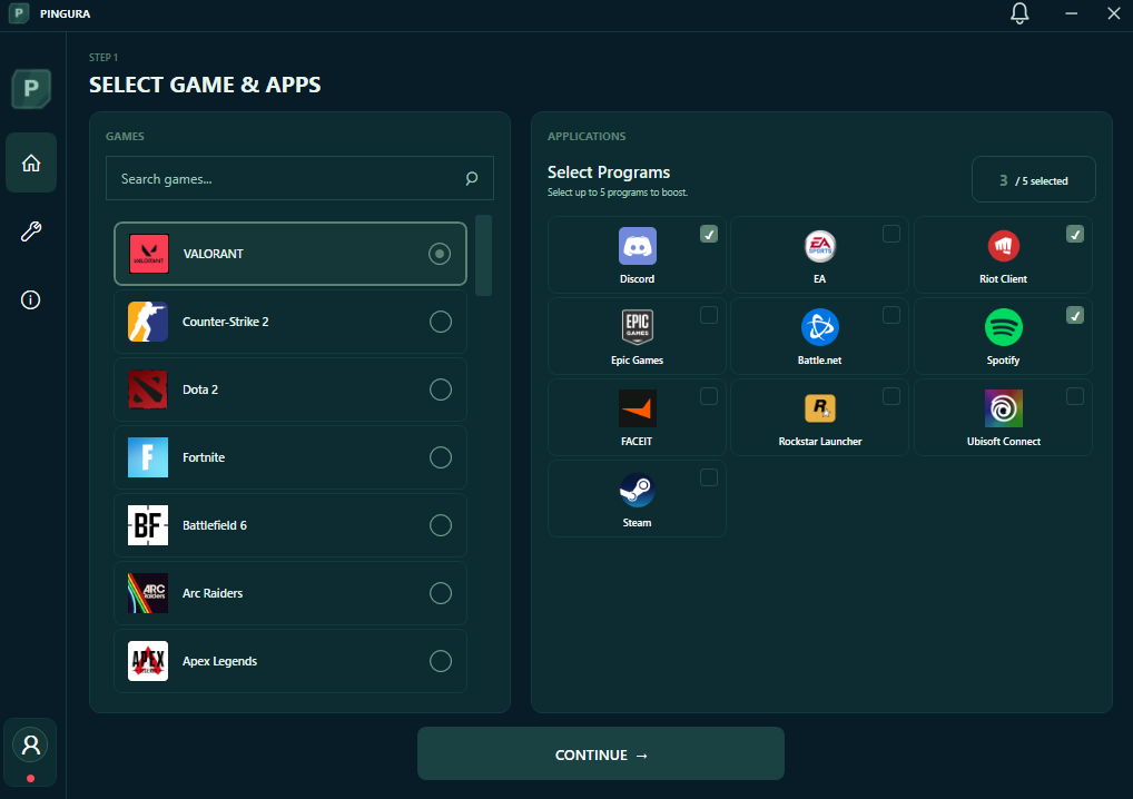 Select game and apps